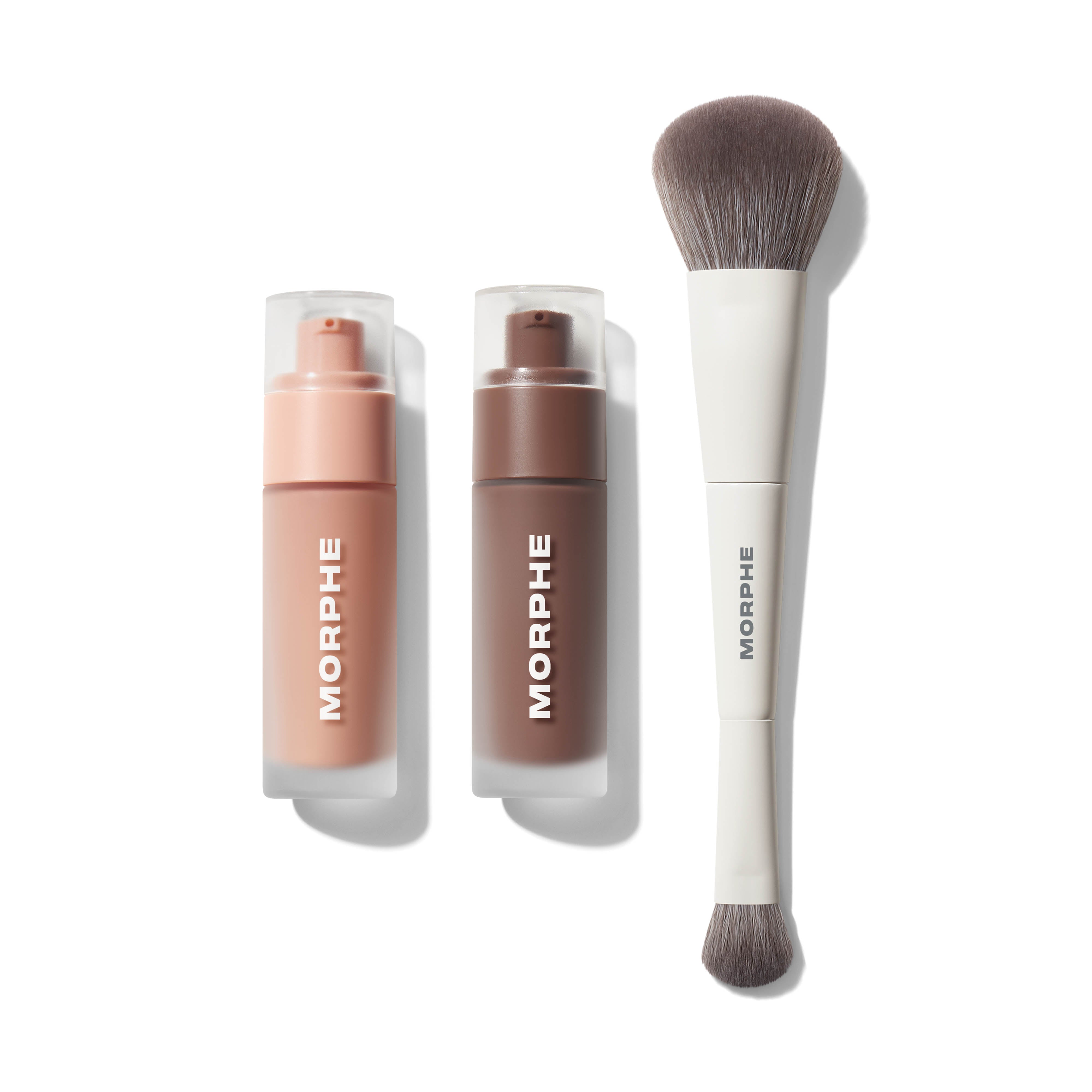 MORPHEメイクブラシセット  ロゴ ブロンズ色 木目調 Complexion Boost Bronze & Glow Bundle – Morphe US