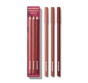 Morphe lipstick pencils with packaging on a white background