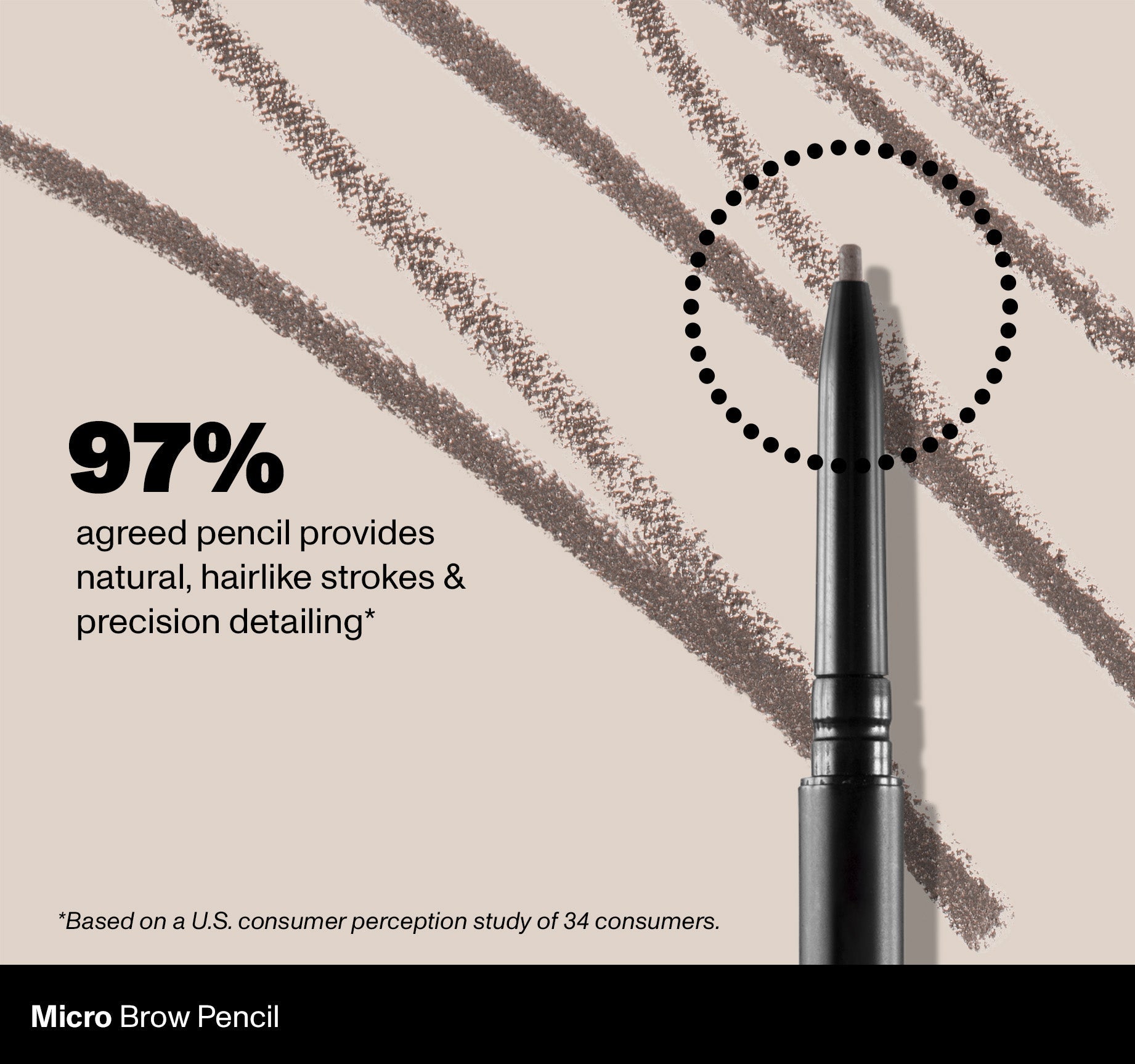 Micro Brow Pencil | 97% agreed pencil provides natural, hairlike strokes & precision detailing* | *Based on a U.S. consumer perception study of 34 consumers.