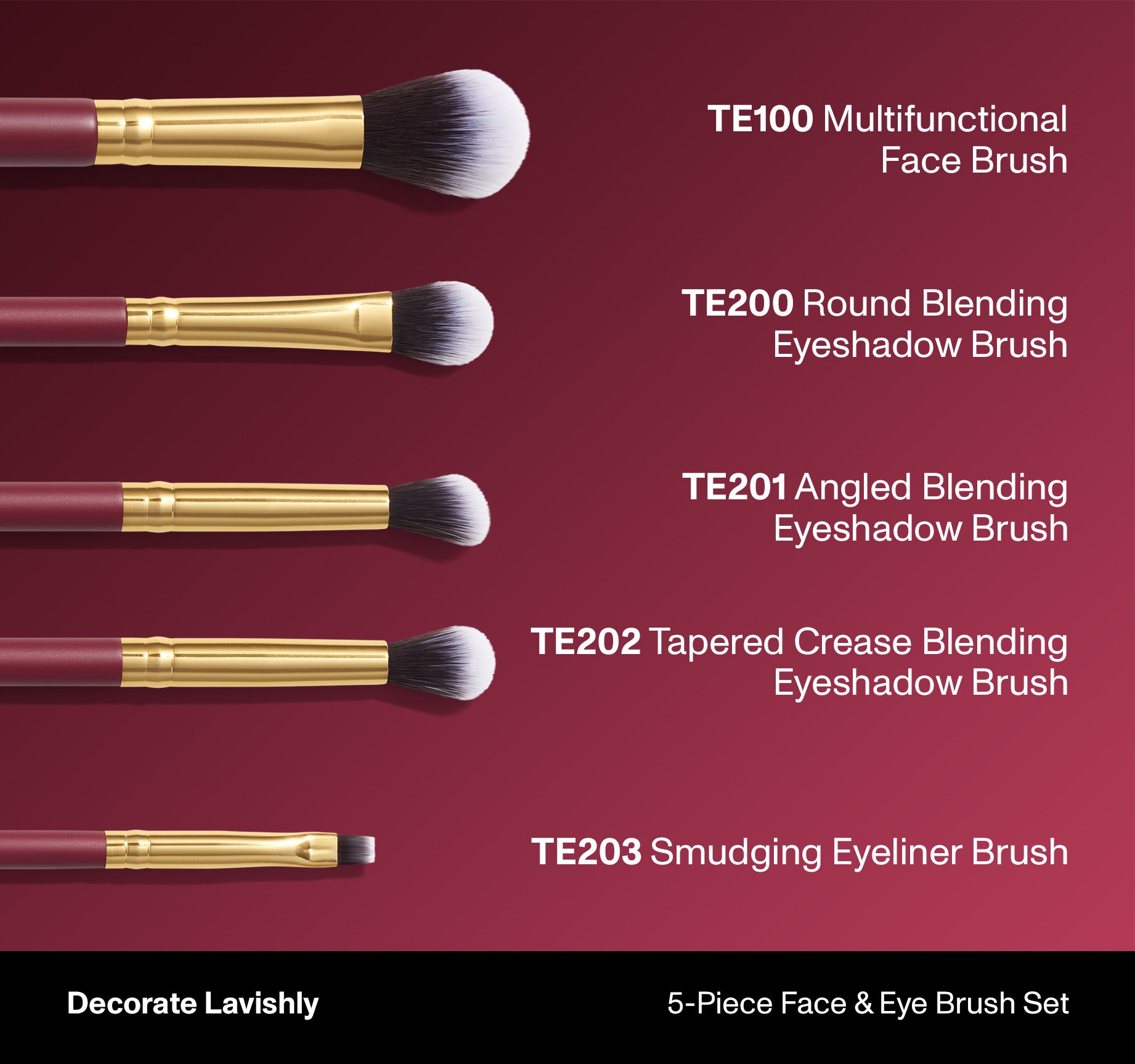 Decorate Lavishly 5-Piece Face & Eye Brush Set - Image 2