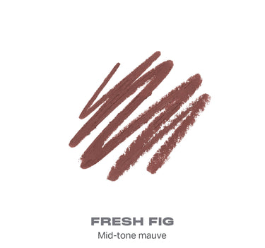{Fresh Fig (mid tone mauve)} Morphe Oral Flirtation Color Pencil color swatch in Fresh Fig (mid tone mauve), showing formula texture and pigmentation.