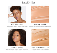 LEVEL 3: TAN. Hint of Walnut Medium with neutral golden undertones. Hint of Toffee Medium tan with neutral pink undertones. Hint of Honey Medium tan with neutral golden undertones. Hint of Butterscotch Tan with neutral olive undertones.-view-3