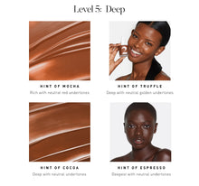 LEVEL 5: DEEP. Hint of Mocha Rich with neutral red undertones. Hint of Truffle Deep with neutral golden undertones. Hint of Cocoa Deep with neutral undertones. Hint of Espresso Deepest with neutral undertones.-view-5