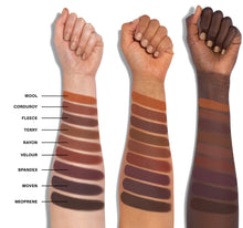 18WT Matte Essentials Artistry Palette - Wool, Corduroy, Fleece, Terry, Rayon, Velour, Spandex, Woven, Neoprene arm swatches on three skin tones-view-4